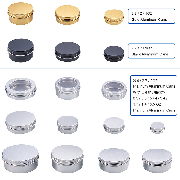 PandaHall BENECREAT 12 Pcs 80ml Aluminum Tin Jars, Round Aluminum Tin Cans Cosmetic Containers with Screw Cap Lid for DIY Crafts Salve...