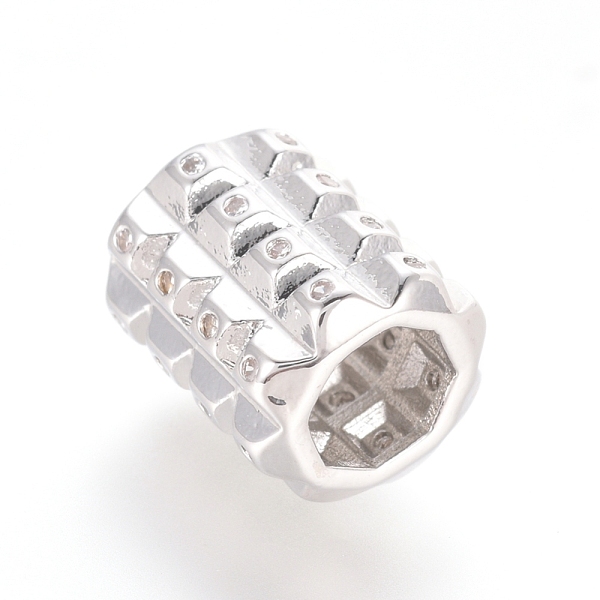 

PandaHall Brass Micro Pave Cubic Zirconia Beads, Column, Clear, Platinum, 10.5x9mm, Hole: 5.5mm Brass+Cubic Zirconia Column Clear