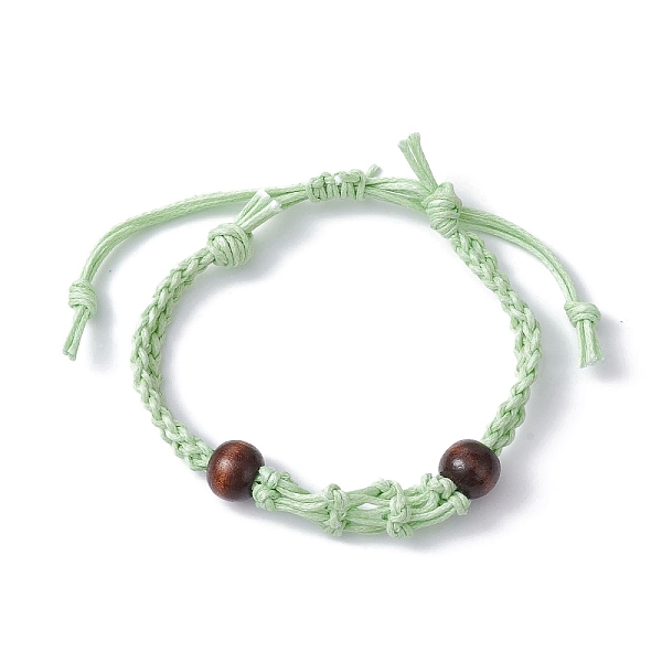 

PandaHall Adjustable Braided Waxed Cotton Macrame Pouch Bracelet Making, Interchangeable Empty Stone Holder, with Wood Bead, Pale Green, 1/4...