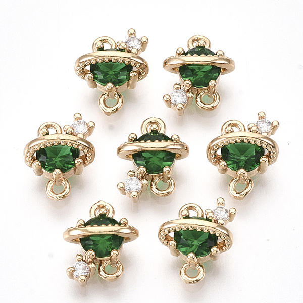 

PandaHall Golden Tone Brass Links connectors, with Glass, Faceted, Planet, Sea Green, 10x9x5mm, Hole: 1.2mm Brass+Glass Planet Green