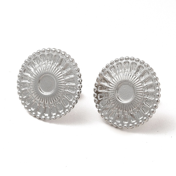 

PandaHall 304 Stainless Steel Stud Earring Cabochon Settings, Flat Round with Sun, Stainless Steel Color, Tray: 4mm, 16.5mm, Pin: 0.8mm 304...