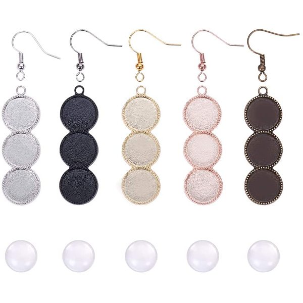 

PandaHall DIY Earring Making, with Alloy Pendant Cabochon Settings, Clear Glass Cabochons, Brass Earring Hooks, Mixed Color, 16.5x8.5x1.6cm...