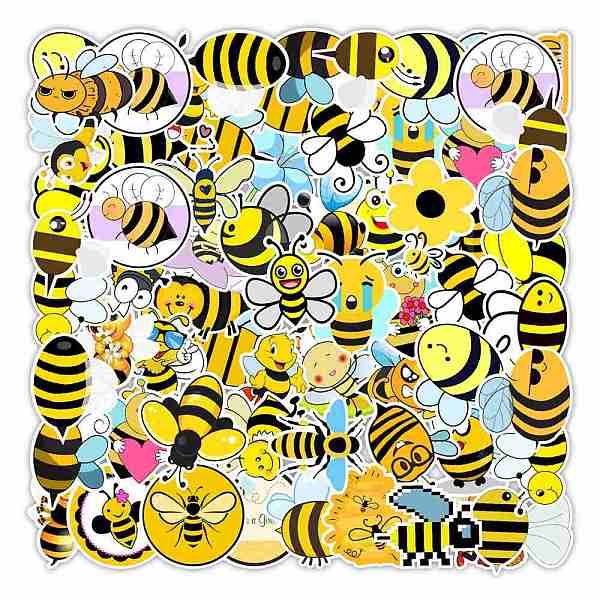 

PandaHall Waterproof PVC Adhesive Sticker Lables, for Suitcase, Skateboard, Refrigerator, Helmet, Mobile Phone Shell, Computer, Cup, Bees..., Yellow