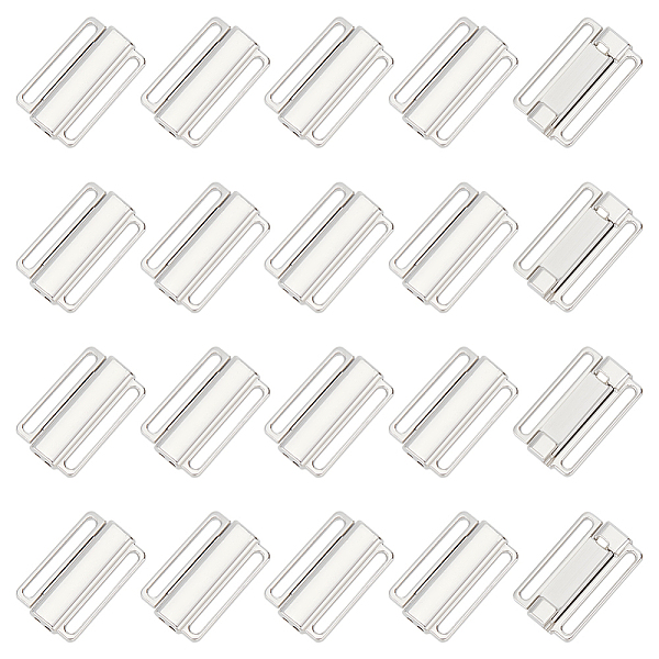 

PandaHall WADORN 20Pcs Alloy Bikini Clips, Bra Clasp Replacement Part, Lingerie Front Closure, Platinum, 23.5x14x3.8mm, Hole: 19.5x1.9mm...