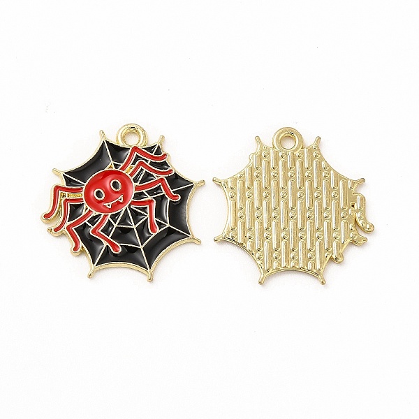 

PandaHall Rack Plating Halloween Alloy Enamel Pendants, Cadmium Free & Nickel Free & Lead Free, Spider Web with Spider, Light Gold, Red...