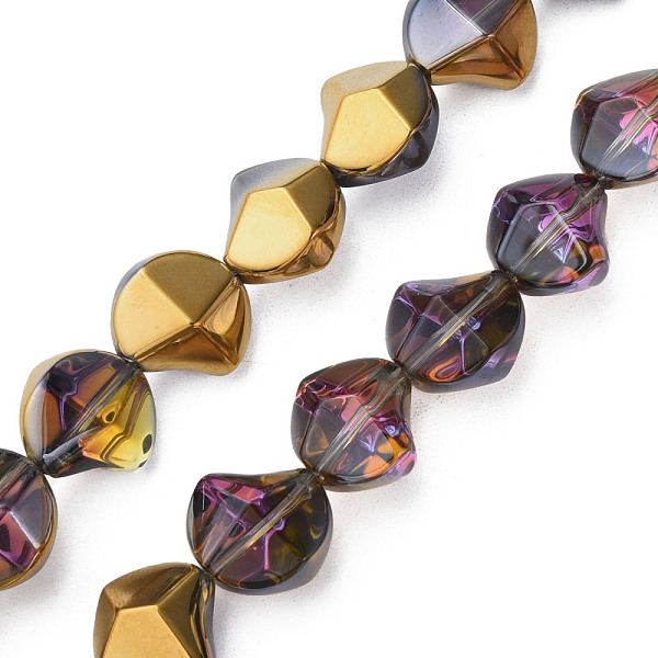 

PandaHall Electroplate Glass Beads Strands, Half Plated, AB Color, Twist, Dark Goldenrod, 13x13.5x9mm, Hole: 1.2mm, about 45Pcs/strand...