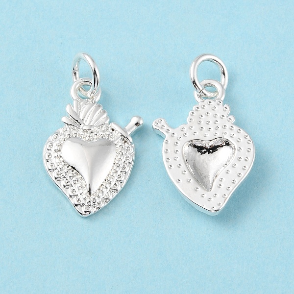 

PandaHall Rack Plating Brass Pendants, Cadmium Free & Lead Free, Long-Lasting Plated, with Jump Ring, Sacred Heart Charm, Silver, 16x11x2mm...