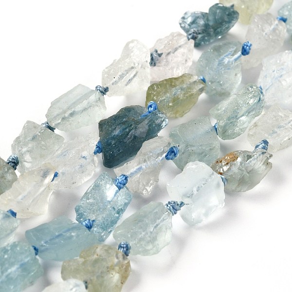 

PandaHall Rough Raw Natural Aquamarine Beads Strands, Nuggets, 7~11x6.5~8x5~6mm, Hole: 0.7mm, about 40~44pcs/strand, 16.93''(43cm)...