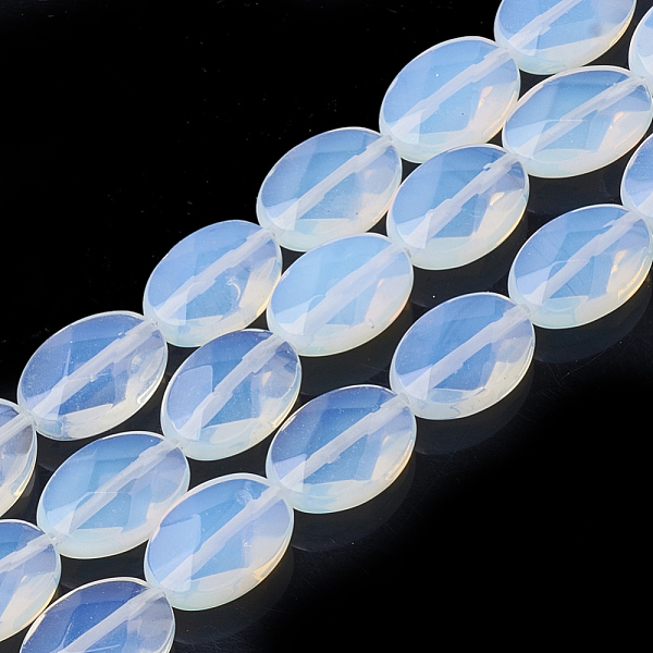 

PandaHall Opalite Beads Strands, Faceted, Oval, 18~18.5x13~13.5x5mm, Hole: 1mm, about 22pcs/strand, 15.7 inch Opalite Oval