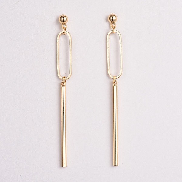

PandaHall Brass Bar Dangle Stud Earrings, with 304 Stainless Steel Pins, Real 24K Gold Plated, 61~62mm, Pin: 0.7mm Brass Column