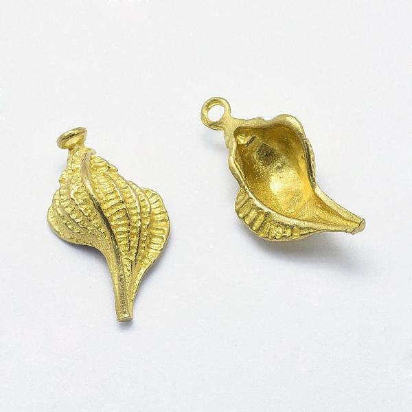 

PandaHall Brass Pendants, Lead Free & Cadmium Free & Nickel Free, Conch, Raw(Unplated), 23x12x7mm, Hole: 1.5mm Brass Shell Shape