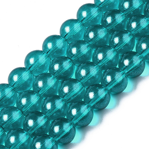 

PandaHall Transparent Spray Painted Glass Bead Strands, Round, Dark Cyan, 8mm, Hole: 1.3~1.6mm, about 104pcs/strand, 32.7 inch Glass Round...