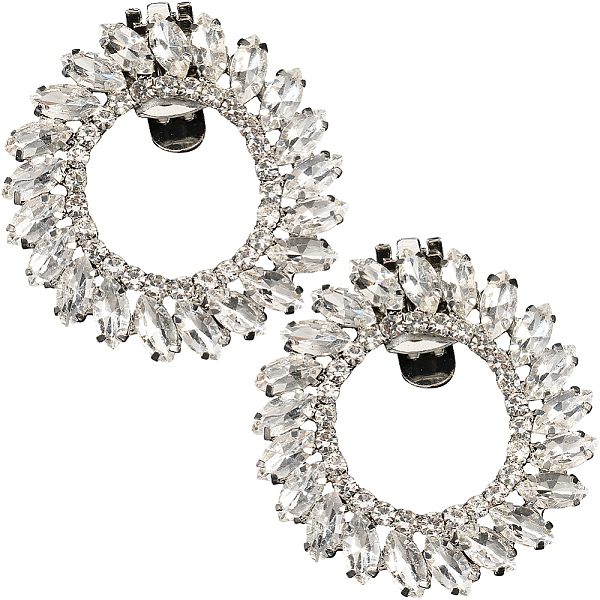 

PandaHall Gorgecraft 2Pcs Brass Shoe Buckle Clips, Crystal Rhinestone Shoe Decoration, Platinum, 49.5x47.5x9mm Brass+Rhinestone Ring Clear