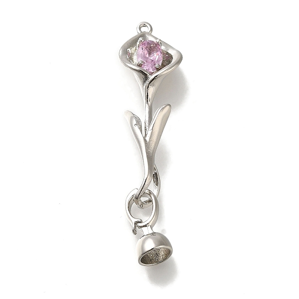 

PandaHall Brass Fold Over Clasp, Micro Pave Pink Cubic Zirconia, Flower, Platinum, 51mm Brass+Cubic Zirconia Flower