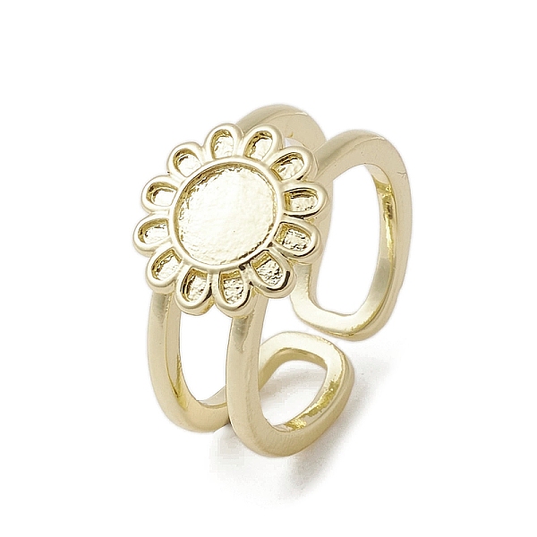 

PandaHall Brass Adjustable Open Rings, Flower, US Size 5 3/4(16.3mm) Brass Flower
