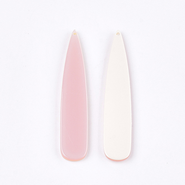 

PandaHall Cellulose Acetate(Resin) Big Pendants, teardrop, Pink, 53~54x10~10.5x2.5mm, Hole: 1mm Cellulose Acetate Teardrop Pink