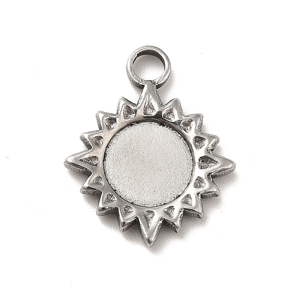 

PandaHall 304 Stainless Steel Pendant Cabochon Settings, Sun, Stainless Steel Color, Tray: 8mm, 19x15x2mm, Hole: 2.5mm 304 Stainless Steel...