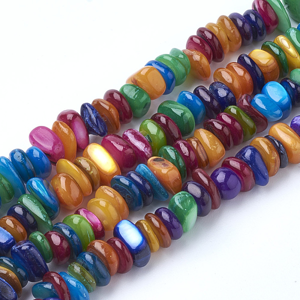 

PandaHall Natural Freshwater Shell Beads Strands, Dyed, Chip, Mixed Color, 5x5x2mm, Hole: 1mm Freshwater Shell Chip Multicolor