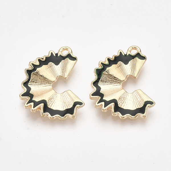 

PandaHall Alloy Pendants for Teachers' Day, Cadmium Free & Lead Free, with Enamel, Pencil Shavings, Light Gold, Dark Slate Gray..., Black
