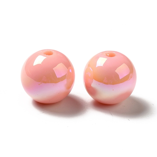 

PandaHall UV Plating Rainbow Iridescent Acrylic Beads, Round, Misty Rose, 15~15.5x15.5~16mm, Hole: 2.7mm Acrylic Round