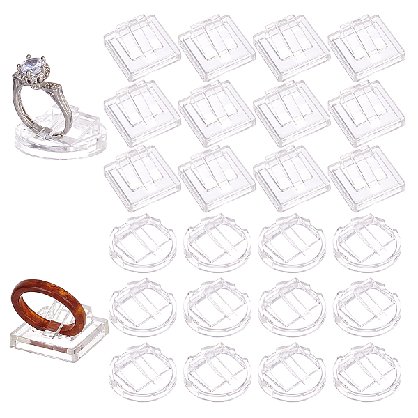 

PandaHall PH 36Pcs Ring Display Stands, 2 Styles Plastic Ring Holder Jewellery Display for Selling Ring Stand for Jewellery Single Finger..., Clear