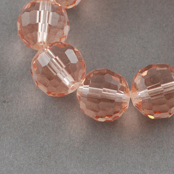 

PandaHall Transparent Glass Bead Strands, Faceted(96 Facets), Round, PeachPuff, 12mm, Hole: 2mm, about 50pcs/strand, 22.4 inch Glass Round..., Brown