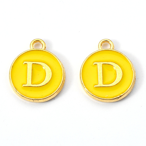 

PandaHall Golden Plated Alloy Enamel Charms, Enamelled Sequins, Flat Round with Letter, Gold, Letter.D, 14x12x2mm, Hole: 1.5mm Alloy+Enamel...