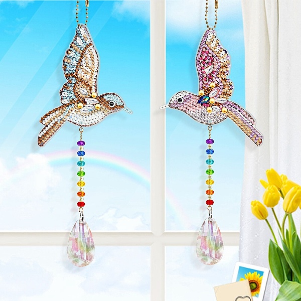 

PandaHall DIY Double-sided Animal Suncatcher Diamond Painting Kits, Including Resin Rhinestones, Pen, Tray & Glue Clay, Bird Pattern...