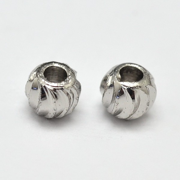 

PandaHall Rack Plating and Vacuum Plating Brass Corrugated Round Spacer Beads, Platinum, 3x2mm, Hole: 1mm Brass Rondelle