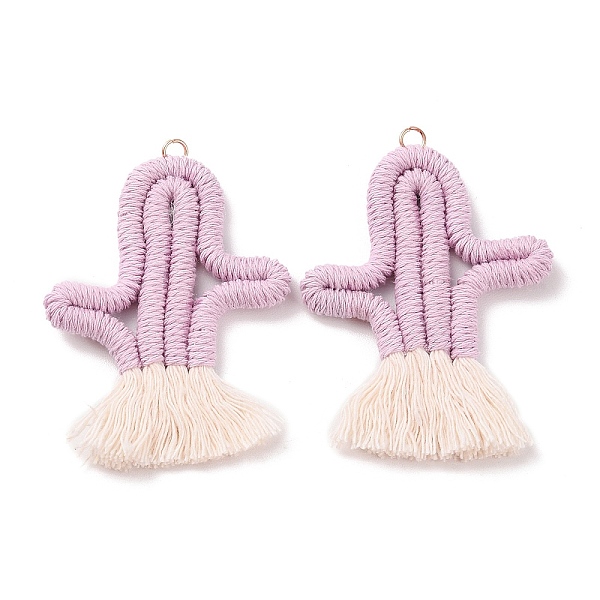 

PandaHall Polycotton Fabric Big Pendants, with Iron Loops, Cactus Charms, Flamingo, 75~78x53~54x5.5~6mm, Hole: 4mm Polycotton Cactus Pink