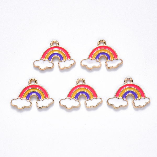 

PandaHall Alloy Enamel Pendants, Rainbow, Light Gold, Cerise, 14x18.5x1.5mm, Hole: 1.8mm Alloy+Enamel Rainbow Red