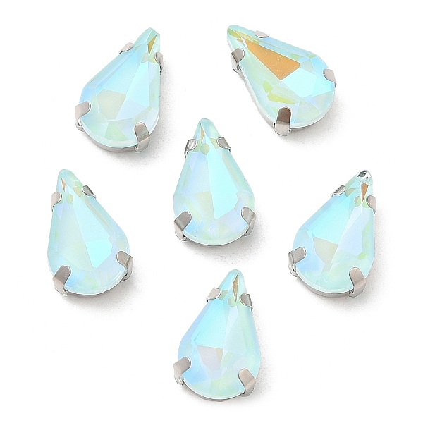 

PandaHall Mocha Fluorescent(MI) Teardrop Sew on Rhinestone, Multi-strand Links, with Brass Prong Settings, Garments Accessories, Aquamarine..., Cyan
