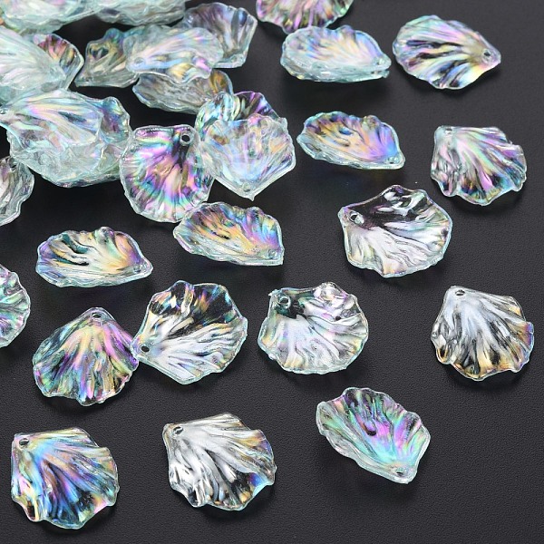 

PandaHall Transparent Acrylic Pendants, AB Color Plated, Leaf, Pale Turquoise, 19.5x17x4.5mm, Hole: 1.4mm, about 1720pcs/500g Acrylic Leaf