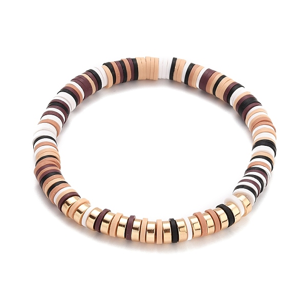 

PandaHall Handmade Polymer Clay Heishi Beads Jewelry Sets, Stretch Bracelet & Necklace, with Electroplate Non-magnetic Synthetic Hematite...