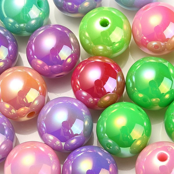 

PandaHall UV Plating Rainbow Iridescent Acrylic Beads, Round, Mixed Color, 17.5x17mm, Hole: 2.8mm Acrylic Round Multicolor