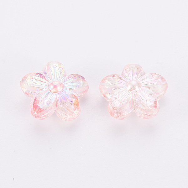

PandaHall Transparent Acrylic Beads, AB Color, Flower, Pink, 14.5x15.5x7mm, Hole: 1.8mm, about 657pcs/500g Acrylic Flower Pink