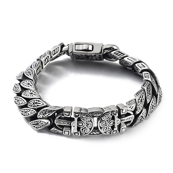 

PandaHall 304 Stainless Steel Classic Retro Cuban Link Chains Bracelets for Men & Women, Antique Silver, 8-7/8 inch(22.4cm) 304 Stainless...