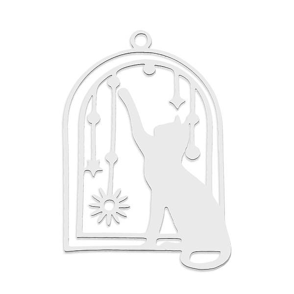 

PandaHall 201 Stainless Steel Pendants, Laser Cut, Birdcage with Cat, Stainless Steel Color, 32x21.5x1mm, Hole: 1.6mm 201 Stainless Steel...