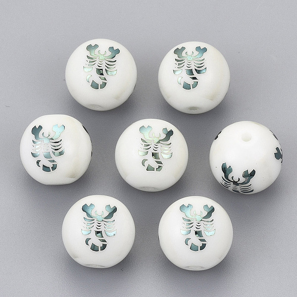 

PandaHall Electroplate Glass Beads, Round with Constellations Pattern, Green Plated, Scorpio, 10mm, Hole: 1.2mm Glass Scorpio