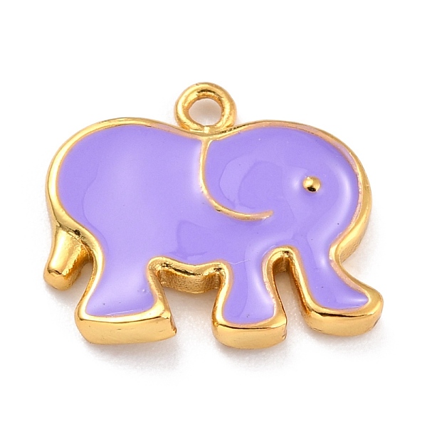 

PandaHall Golden Brass Enamel Pendants, Long-Lasting Plated, Elephant, Lilac, 16x17.5x2mm, Hole: 1.6mm Brass+Enamel Elephant Purple