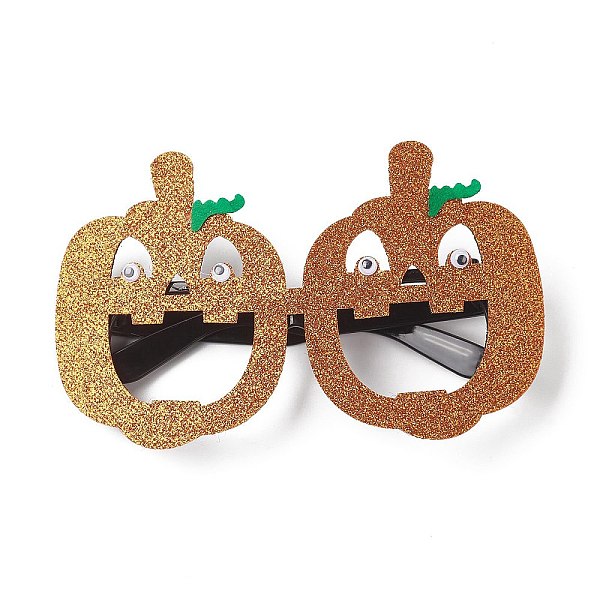 PandaHall Halloween Plastic & Non-woven Fabric Glitter Glasses Frames, for Halloween Party Costume Decoration Accessories, Pumpkin...