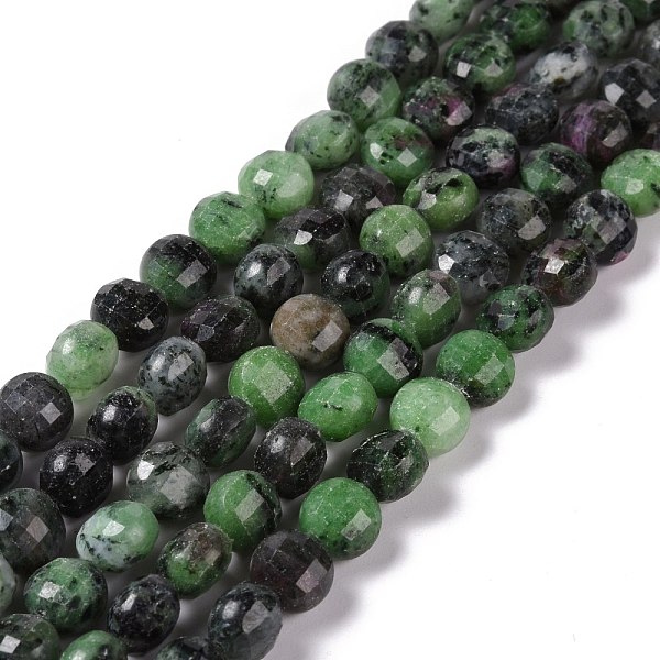 PandaHall Natural Ruby in Zoisite Beads Strands, Faceted, Flat Round, 8.5~9x5~5.5mm, Hole: 1mm, about 45pcs/strand, 15.16''(38.5cm) Ruby in...