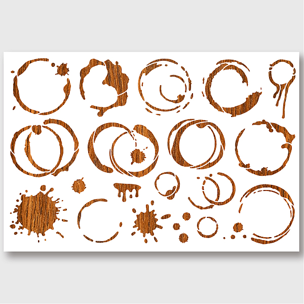 PandaHall Coffee Stains Stencil, Reusable Stain and Splatter Stencils Painting Templates DIY Art Craft Painting Wall Stencils 23.6×15.8...