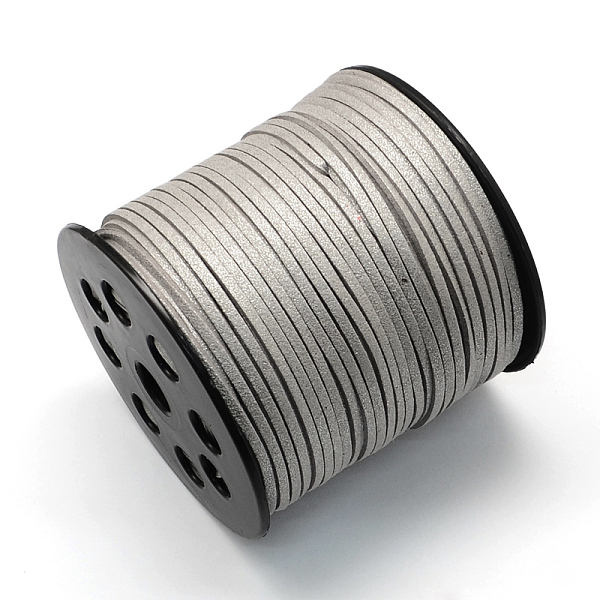 

PandaHall Eco-Friendly Faux Suede Cord, Faux Suede Lace, with Glitter Powder, Dark Gray, 2.7x1.4mm, about 100yards/roll(300 feet/roll) Faux...