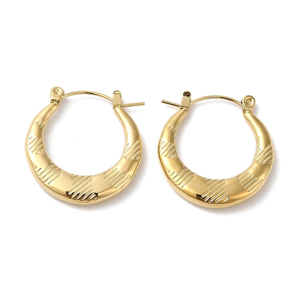 

PandaHall Rack Plating 304 Stainless Steel Hoop Earrings for Women, Real 18K Gold Plated, 23.5x22x3.5mm 304 Stainless Steel