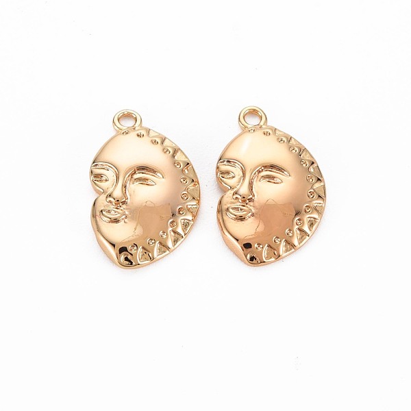 

PandaHall Brass Pendants, Nickel Free, Face, Real 18K Gold Plated, 16x10x2mm, Hole: 1.2mm Brass Human