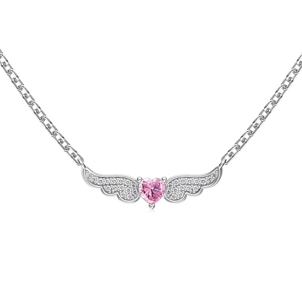 

PandaHall 925 Sterling Silver Pendant Necklaces, Micro Pave Clear Cubic Zirconia, Heart with Wing, Real Platinum Plated, 15.75 inch(40cm)...