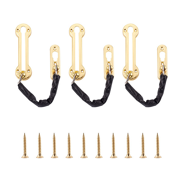 PandaHall Stainless Steel Swing Bar Door Lock, Anti-Theft Clasp Back Locking Accessories, Light Gold, 128x35x8.5mm, Hole: 4mm Stainless...