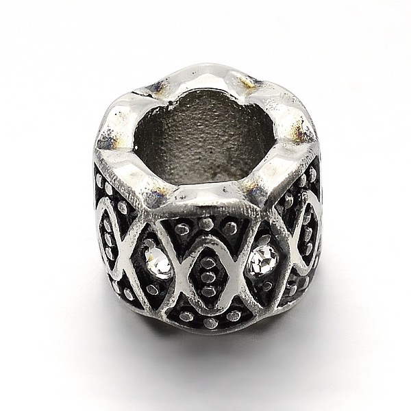 

PandaHall Retro 304 Stainless Steel Grade A Rhinestone Beads, Column, Antique Silver, 8.5x11mm, Hole: 6mm 304 Stainless Steel Column