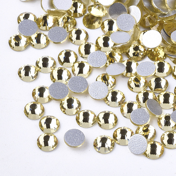 

PandaHall Glass Rhinestone Flat Back Cabochons, Back Plated, Faceted, Half Round, Jonquil, SS10, 2.7~2.8x1mm, about 1440pcs/bag Glass..., Yellow
